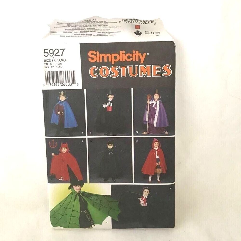 #5927 Simplicity child costume sewing pattern S-L